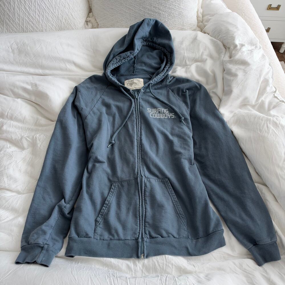 Surfing Cowboys Zip Logo Hoodie - Slate Blue Size L